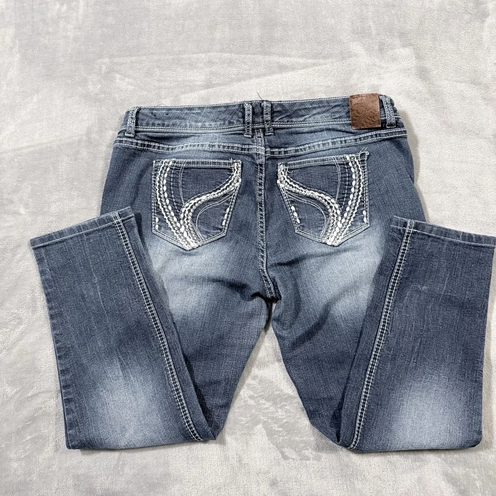 Ariya Whitney Crop Capri Jeans 13/14 Thick Stitch Blue Denim 31164R Y2K